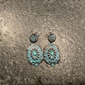 NWOT blue and bronze turquoise drop earrings